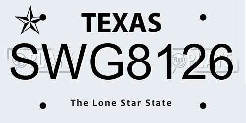 SWG8126 Texas License Plate