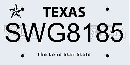 SWG8185 Texas License Plate