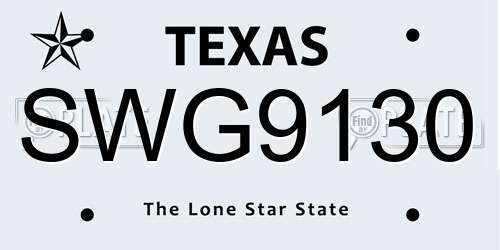 SWG9130 Texas License Plate