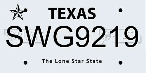 SWG9219 Texas License Plate