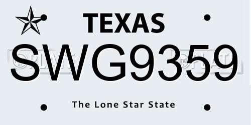 SWG9359 Texas License Plate
