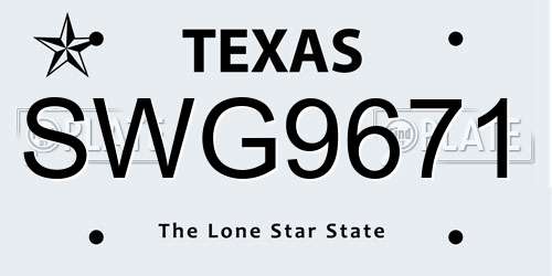 SWG9671 Texas License Plate