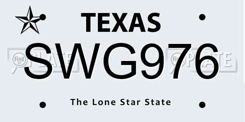 SWG976 Texas License Plate