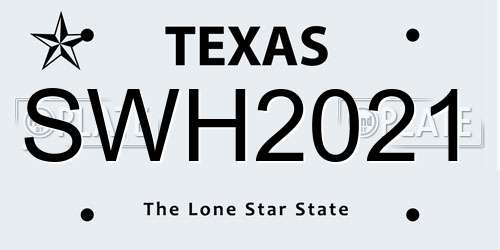 SWH2021 Texas License Plate