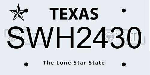 SWH2430 Texas License Plate