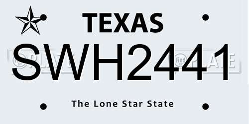 SWH2441 Texas License Plate