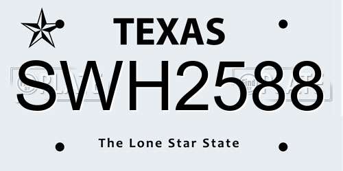 SWH2588 Texas License Plate
