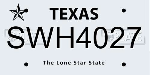 SWH4027 Texas License Plate