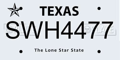 SWH4477 Texas License Plate