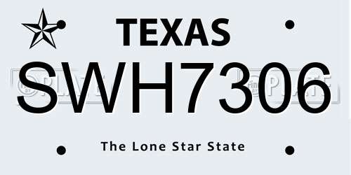 SWH7306 Texas License Plate