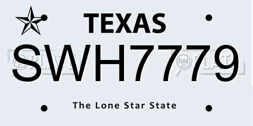 SWH7779 Texas License Plate