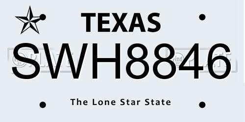 SWH8846 Texas License Plate