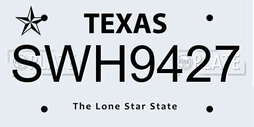 SWH9427 Texas License Plate