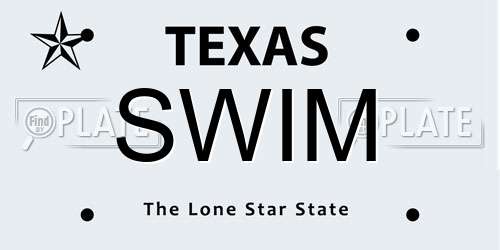 SWIM Texas License Plate