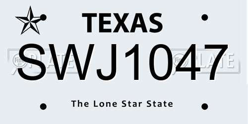 SWJ1047 Texas License Plate