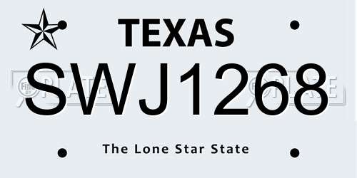 SWJ1268 Texas License Plate