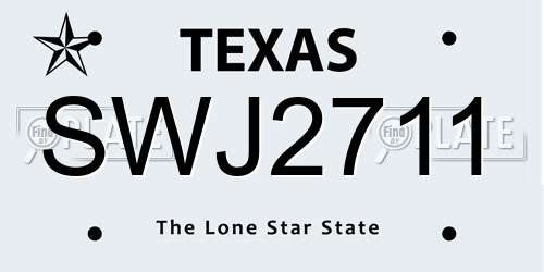 SWJ2711 Texas License Plate