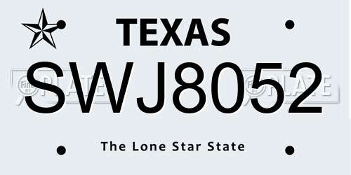 SWJ8052 Texas License Plate