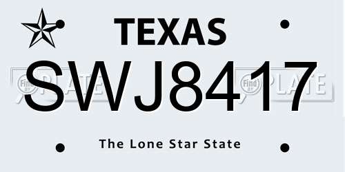 SWJ8417 Texas License Plate