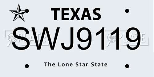 SWJ9119 Texas License Plate
