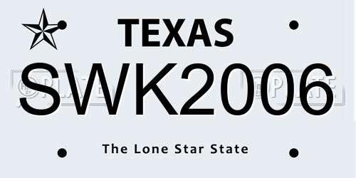 SWK2006 Texas License Plate