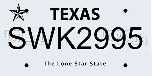 SWK2995 Texas License Plate