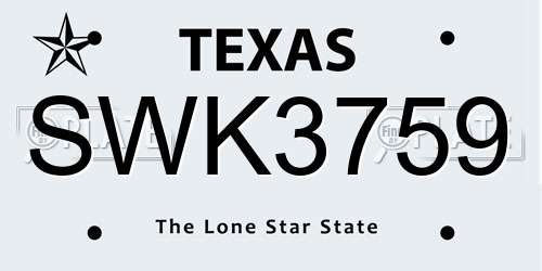 SWK3759 Texas License Plate