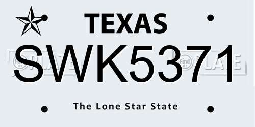 SWK5371 Texas License Plate