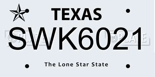SWK6021 Texas License Plate