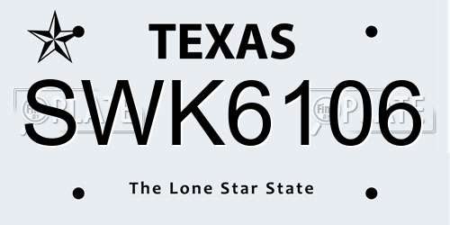 SWK6106 Texas License Plate