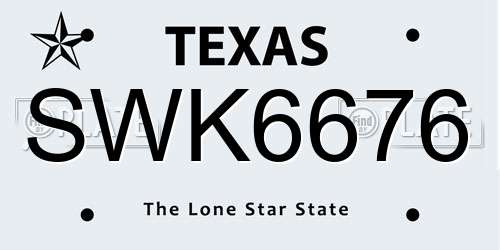 SWK6676 Texas License Plate