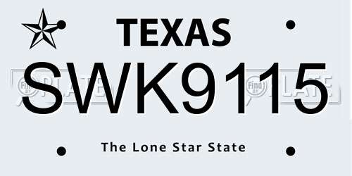 SWK9115 Texas License Plate