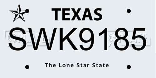 SWK9185 Texas License Plate