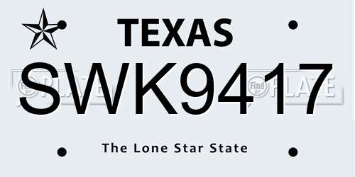 SWK9417 Texas License Plate