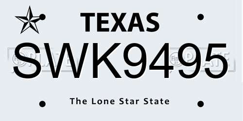 SWK9495 Texas License Plate