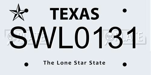 SWL0131 Texas License Plate