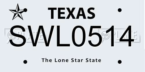 SWL0514 Texas License Plate