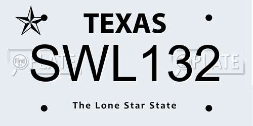 SWL132 Texas License Plate