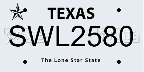SWL2580 Texas License Plate