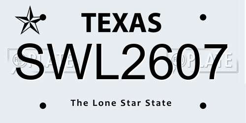 SWL2607 Texas License Plate