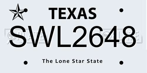 SWL2648 Texas License Plate