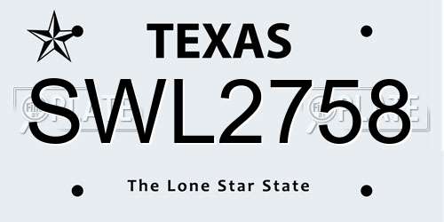 SWL2758 Texas License Plate
