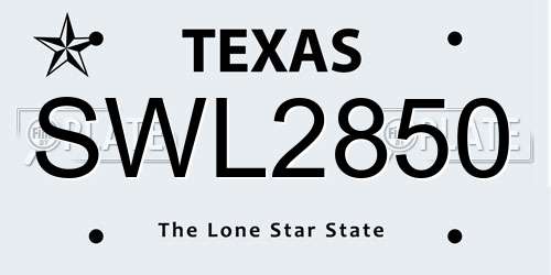 SWL2850 Texas License Plate