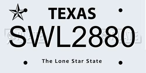 SWL2880 Texas License Plate