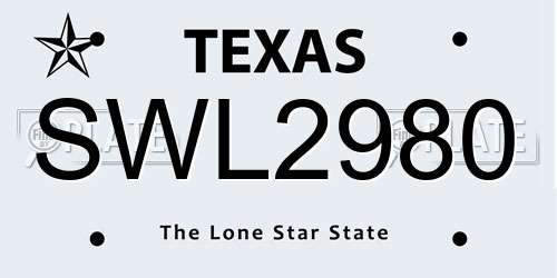 SWL2980 Texas License Plate