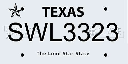 SWL3323 Texas License Plate