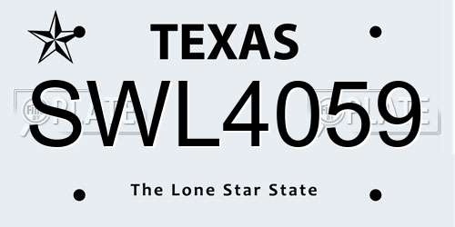 SWL4059 Texas License Plate