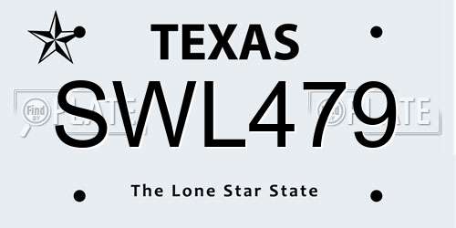 SWL479 Texas License Plate