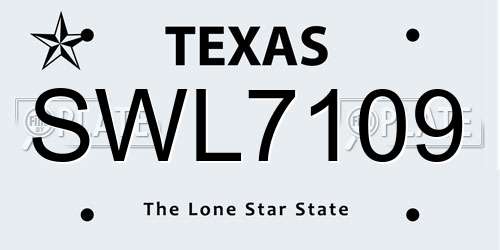 SWL7109 Texas License Plate