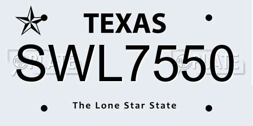 SWL7550 Texas License Plate
